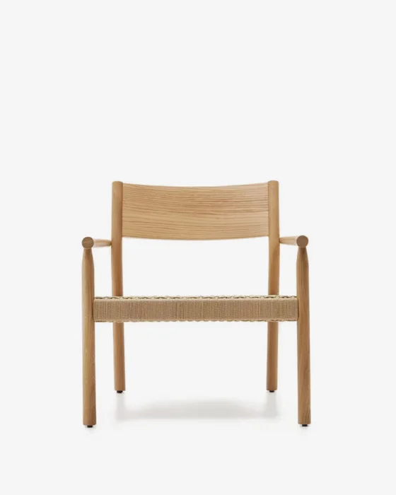 Butaca Yalia de madera maciza roble FSC 100% - acabado natural y asiento de cuerda de papel en Madera natural - Butacas, banquetas y puffs, Uruguay | Kavehome, vista 5