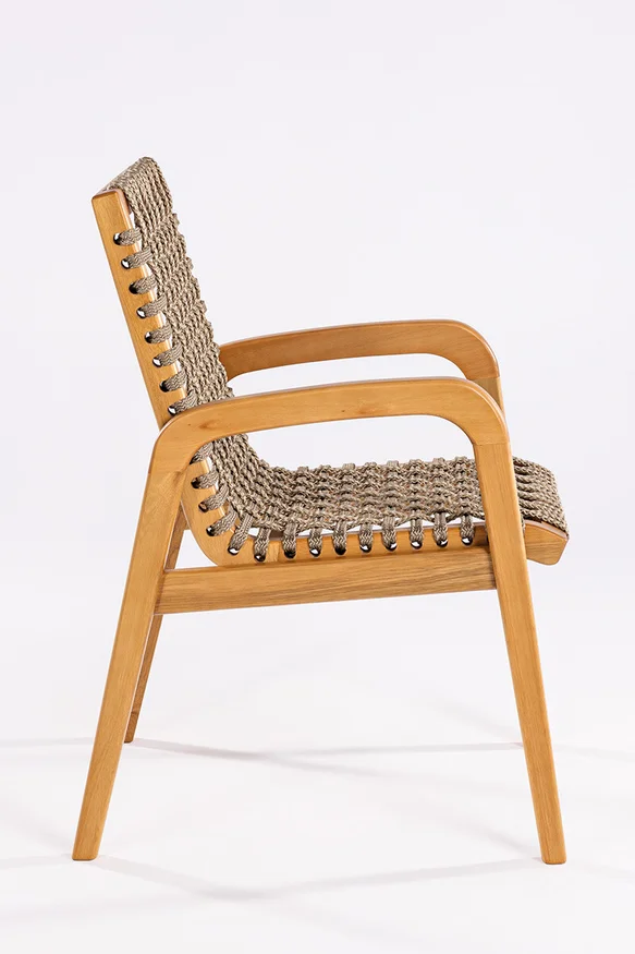 SILLA TRACO C/BRAZO CUERDA RAMI 56x62x85CM JATOBA - Muebles para el exterior, Uruguay | Vinibel, vista 2