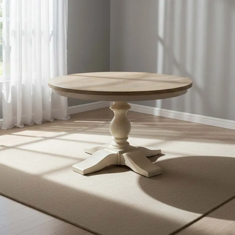 Mesa De Comedor Pino Blanco Redonda Ne02 en Multicolor - Mesas de comedor, Uruguay | Divino