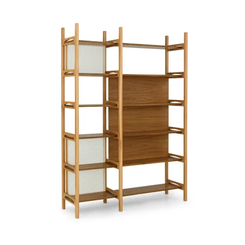 Estantería Madera Clara y Esterilla Natural en Madera natural - Bibliotecas, Uruguay | Champagne Home