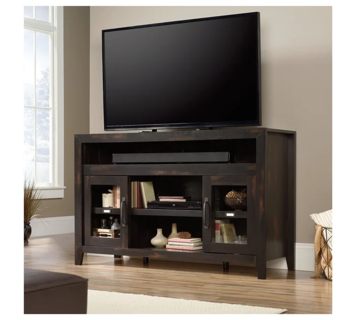 Rack 2 Puertas y Estantes - Sauder - Linea Dakota Pass en Marrón - Muebles para TV, Uruguay | Rústico Hogar