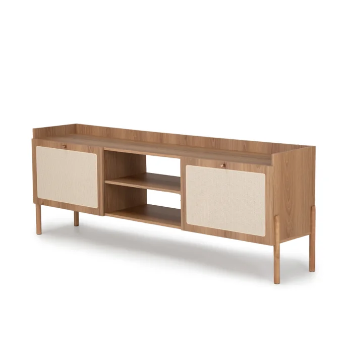Rack Oslo - Natural con tejido en Marrón - Muebles para TV, Uruguay | NYR, vista 3