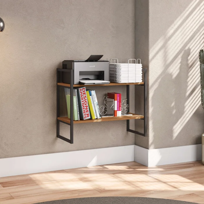 ESTANTERIA BAJA DE PARED REPISA LINEA INDUSTRIAL HIERRO en Madera natural - Bibliotecas, Uruguay | Balton, vista 9