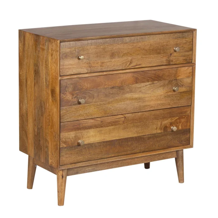 Comoda 3 Cajones Madera-de-mango Marron Parker en Marrón - Cómodas, Uruguay | Divino, vista 2