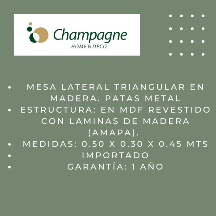 MESA LATERAL TRIANGULAR - MADERA GRAFITO en Gris - Mesas de living, Uruguay | Champagne Home, vista 3
