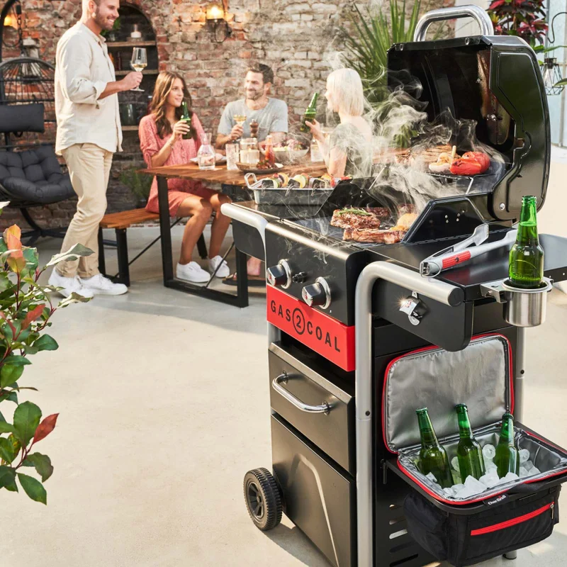 Barbacoa Hibrida Acero-inoxidable + Funda Regalo en Negro - Exterior, Uruguay | Divino, vista 3