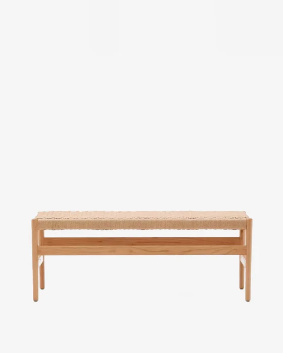 Banco Zaide de madera maciza de roble - con acabado natural asiento de cuerda 120cm FSC100% en Madera natural - Butacas, banquetas y puffs, Uruguay | Kavehome