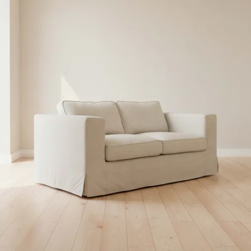 Sofá Con Funda Desmonttable 2 Cuerpos Tela-y-madera Natural-beige Charlie Natural en Madera natural - Sillones y sofás, Uruguay | Divino