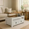Mesa de Living Articulada Línea Naturale - Blanco/Roble en Multicolor - Mesas de living, Uruguay | La Cueva Muebles, vista 1 de 4