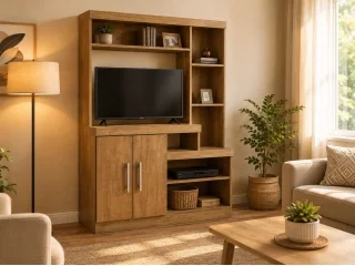 Rack Modular 2p y estantes Terracota Demolicion en Rojo - Muebles para TV, Uruguay | Quesal, vista 2