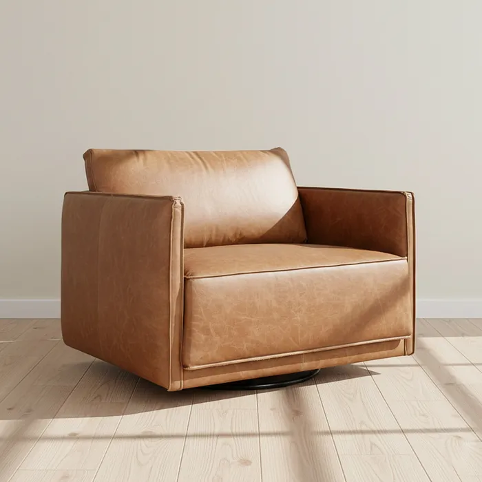 Butaca 1 Cuerpo Cuero-100-natural Marron Romeo Camel en Beige, Uruguay | Divino