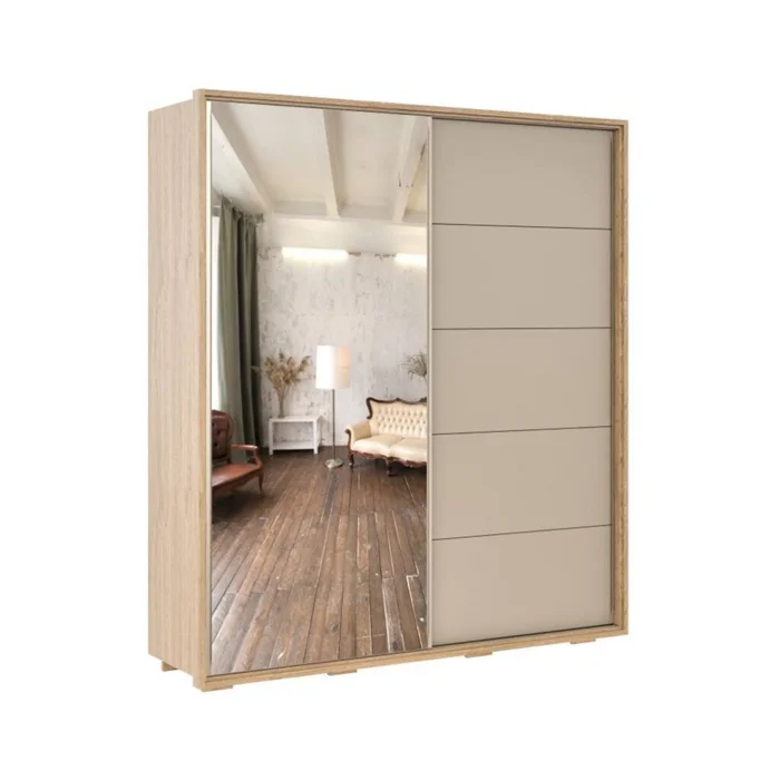 Ropero puertas corredizas con Espejo 2.1 - Beige en Madera natural - Roperos y placares, Uruguay | Rústico Hogar