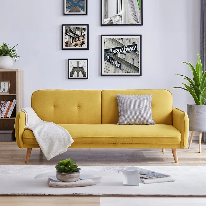 Sillón Cama Mìa en Tela - Mostaza en Amarillo - Sillones y sofás, Uruguay | Ecowood
