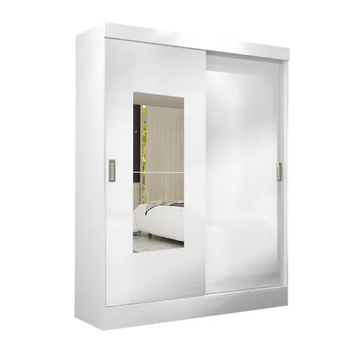 Ropero 2 Puertas Corredizas Mdp 2 Cajones 6 Estantes Blanco - Roperos y placares, Uruguay | Muebles Express