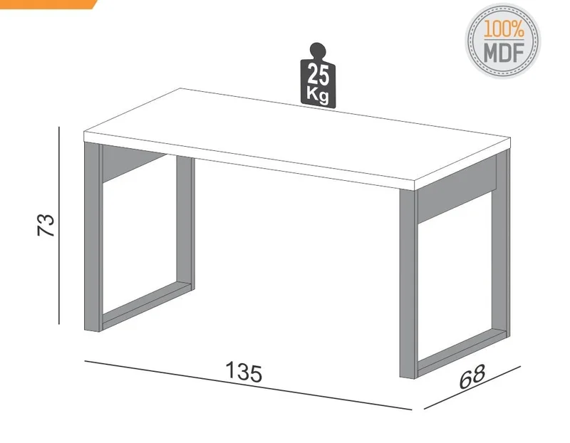 Escritorio Industrial 135cm 100% MDF - Linea Factory en Multicolor - Bibliotecas, Uruguay | Balton, vista 9