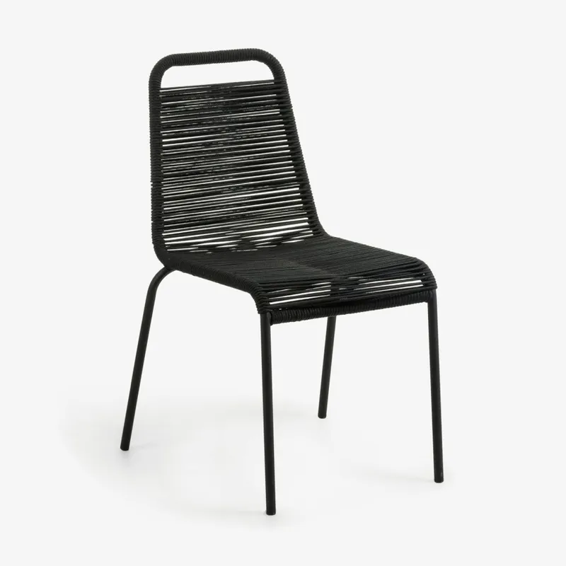 Silla Lambton de cuerda - negra y acero con acabado negro en Negro - Sillas, Uruguay | Kavehome