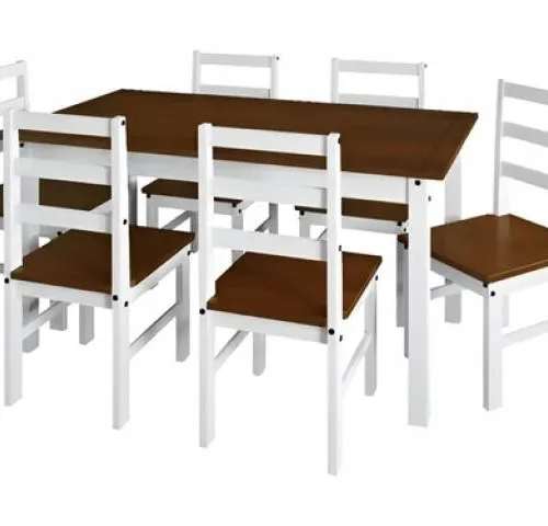 JUEGO COMEDOR OLIVIA 6SILL- CERA/BLANCO - Mesas de comedor, Uruguay | Que Sal Muebleria