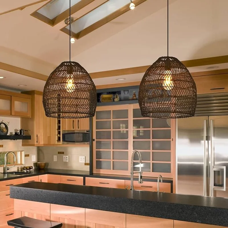 Colgante rattan grande 68cm - NEGRA en Negro - Lámparas colgantes, Uruguay | Iluminica, vista 5