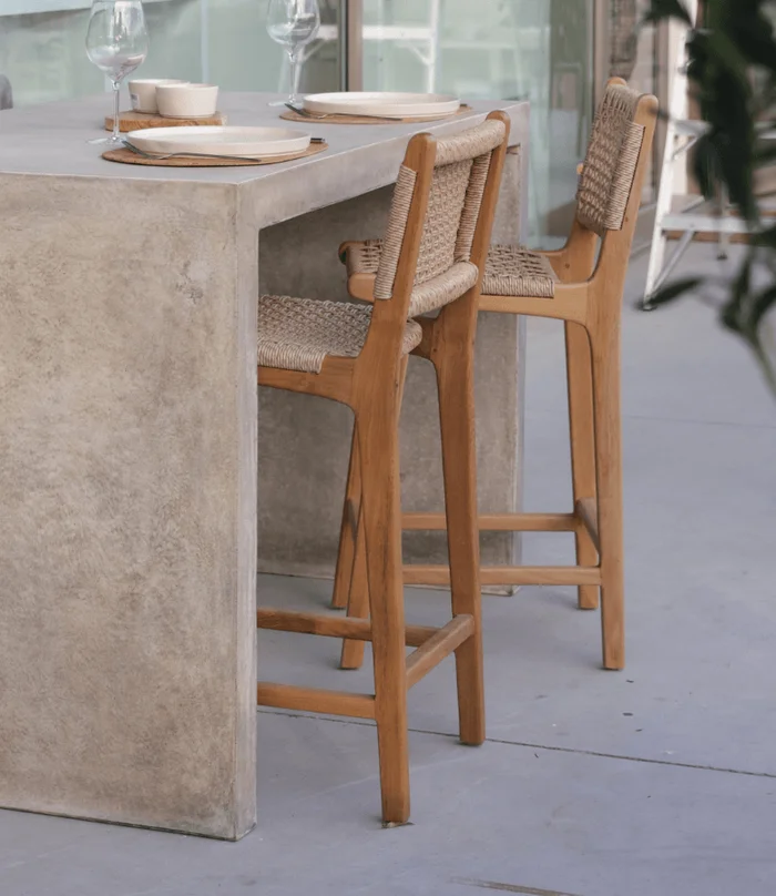 BANCO ALTO CATANIA TEKA Y CUERDA H65 CM NATURAL en Madera natural - Butacas, banquetas y puffs, Uruguay | Masinfinito Casa, vista 2