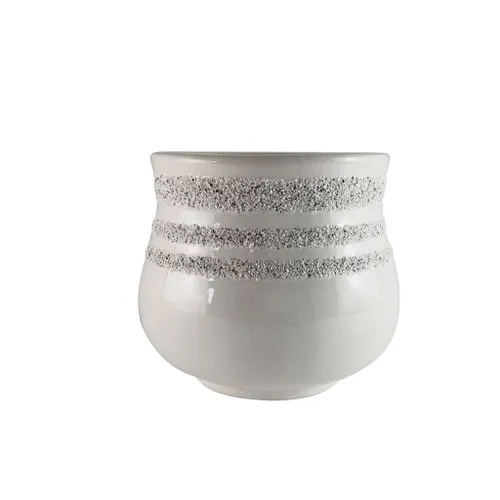 MACETA CERAMICA BOMBE ANILLOS 15.5X15.5X13.5CM BLANCO en Blanco - Macetas, Uruguay | Decohogar