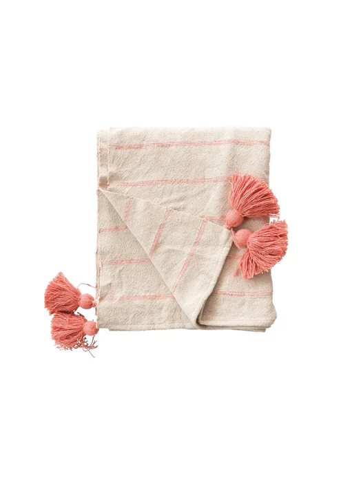 Manta tejida Dana en Rosa - Textiles, Uruguay | Martinika Deco