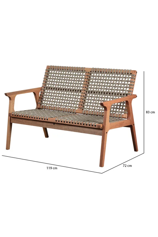 SOFA TRACO 2 LUGARES CUERDA RAMI 119x72x83CM JATOBA en Madera natural - Muebles para el exterior, Uruguay | Vinibel, vista 4