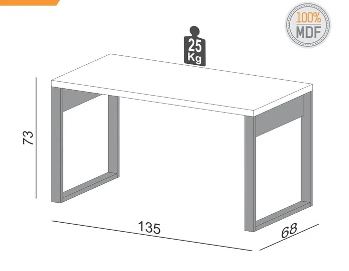 Escritorio Industrial 135cm 100% MDF - Linea Factory en Multicolor - Bibliotecas, Uruguay | Balton, vista 9