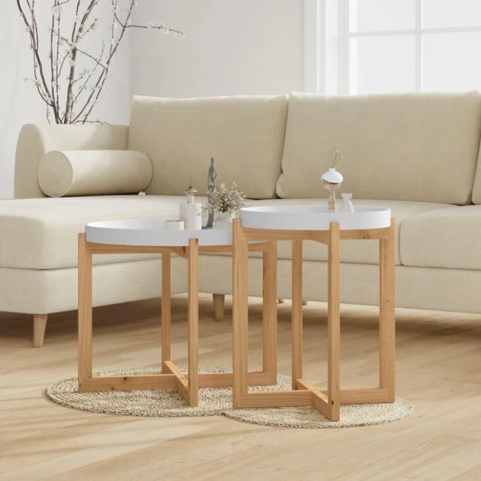 Set de mesas Upsala en Blanco - Mesas de living, Uruguay | La Cueva Muebles