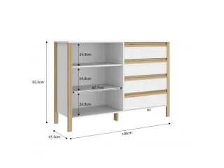 Comoda Combinado Madera 2P, 4C Blanco/Miel - Roperos y placares, Uruguay | Que Sal Muebleria, vista 2