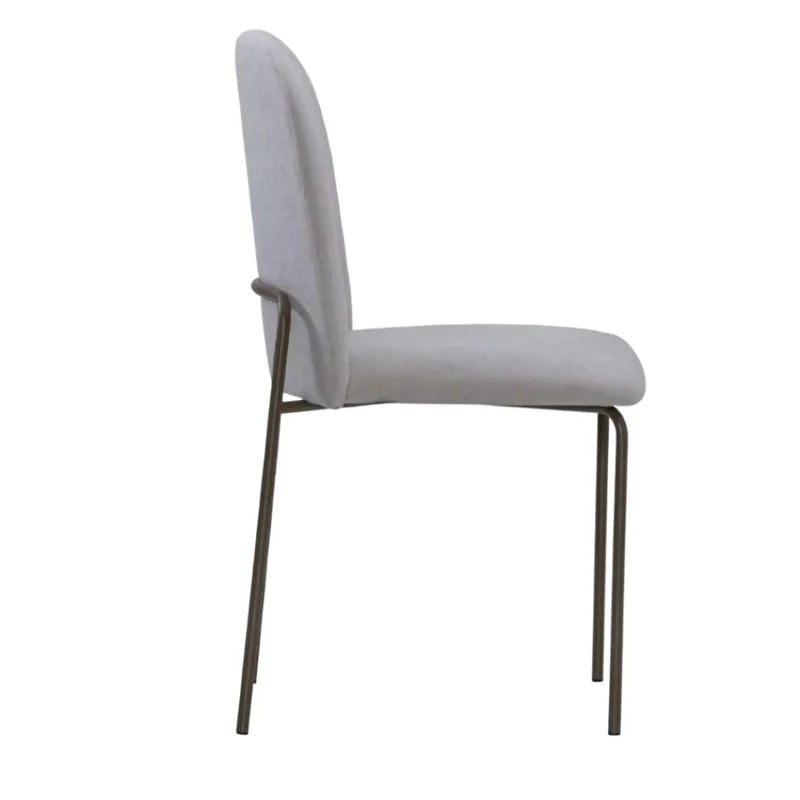 Silla en tapizada en sintético color perla, patas en metal chocolate claro. en Beige - Sillas, Uruguay | Champagne Home, vista 3