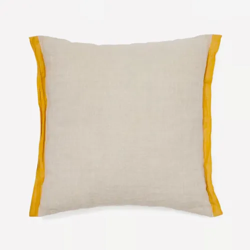 Almohadón Suerta 100% lino beige - y mostaza 45 x 45 cm en Amarillo - Textiles, Uruguay | Kavehome