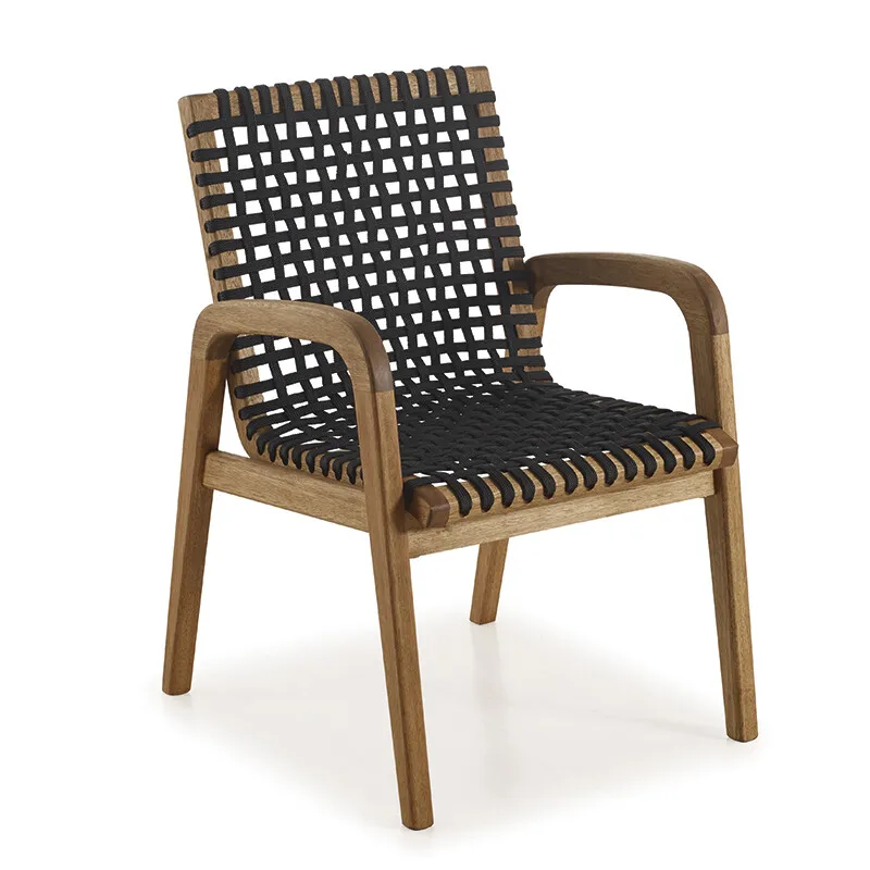 SILLA TRACO C/BRAZO CUERDA NEGRA 56x62x85CM JATOBA - Muebles para el exterior, Uruguay | Vinibel