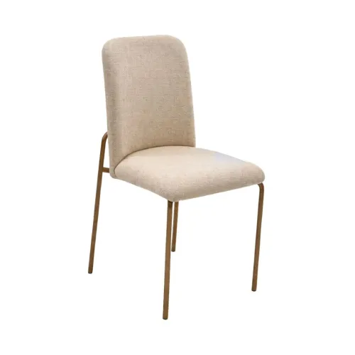Silla en tela beige, patas en metal chocolate claro. en Beige - Sillas, Uruguay | Champagne Home