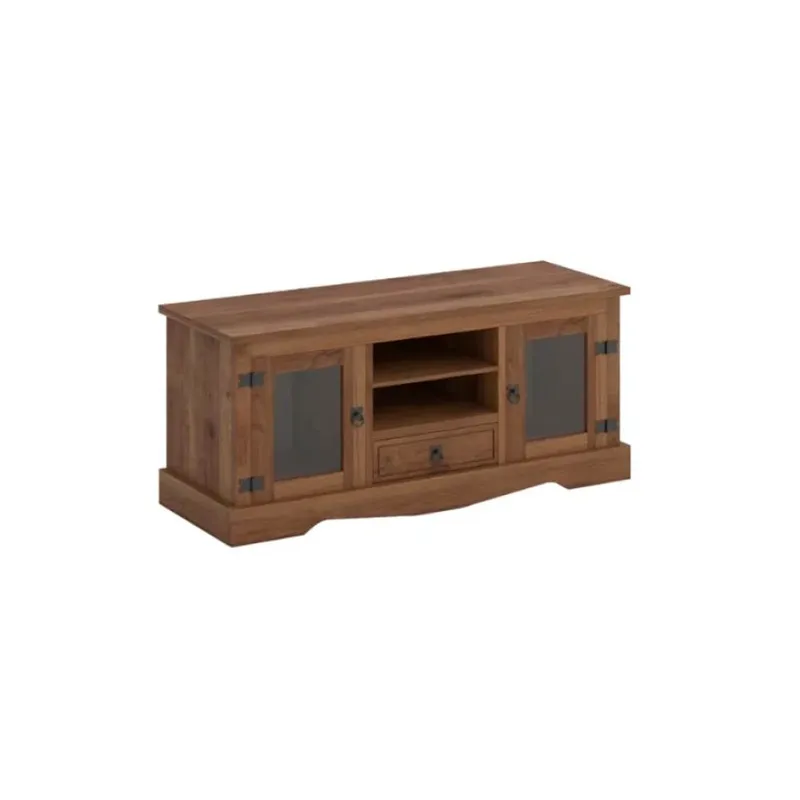 Rack 2 Puertas Vidrio Línea Monterrey - Oscuro/Nogal en Marrón - Muebles para TV, Uruguay | Ecowood