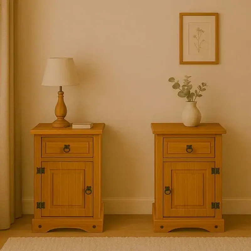 Promo 2 Mesa De Luz Linea Naturale - BLANCO en Blanco - Mesas de luz, Uruguay | La Cueva Muebles