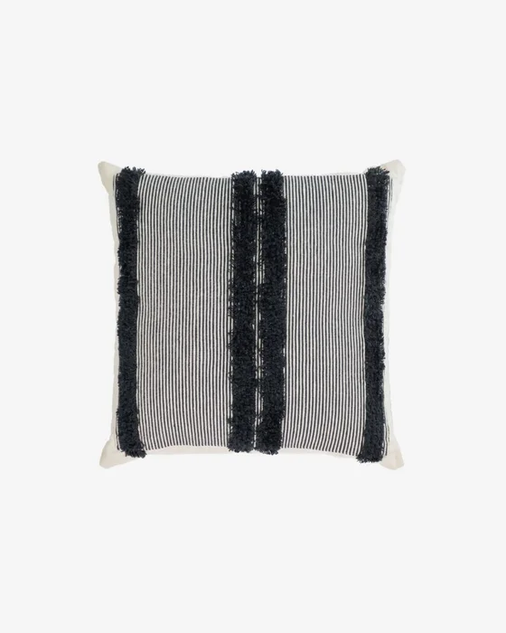 Almohadón Margarte 100% algodón rayas blanco y negro 45 x 45 cm en Negro - Textiles, Uruguay | Kavehome