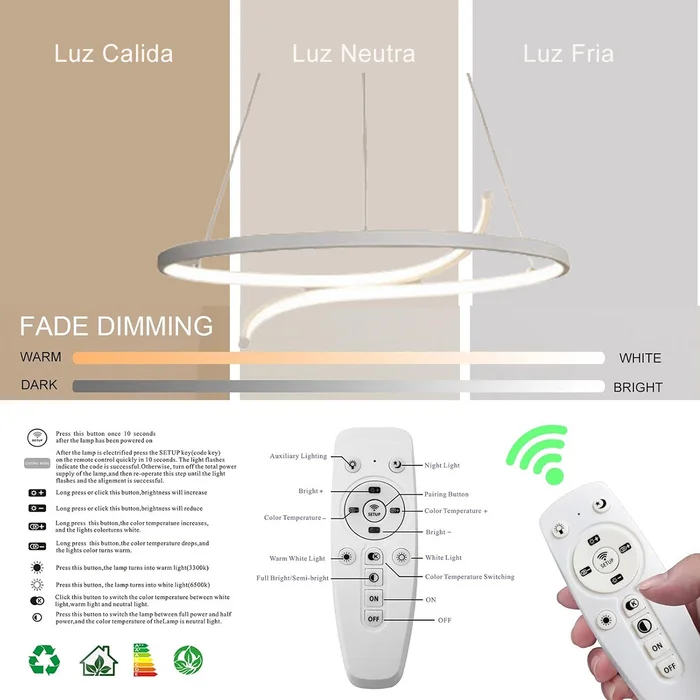 Luminaria led colgante 72W Gris en Blanco - Lámparas colgantes, Uruguay | Decotech, vista 6