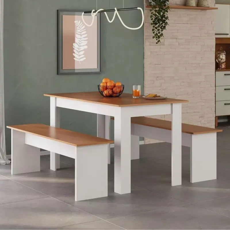 Juego de Comedor Primor - Mesa + 2 Bancos - Negro - Mesas de comedor, Uruguay | Rústico Hogar