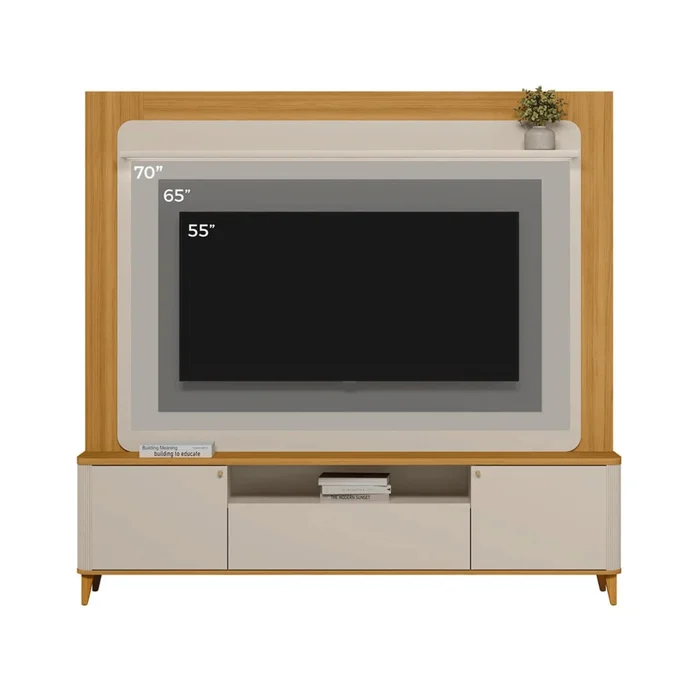 Modular para Tv Munique Nature/Blanco - Línea Haus en Madera natural - Muebles para TV, Uruguay | Ecowood, vista 2