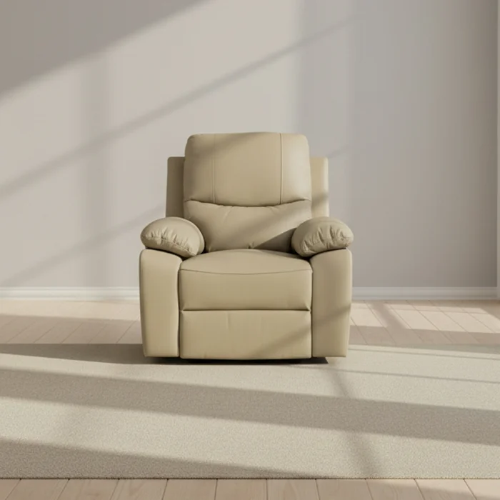 Recliner Manual 1 Cuerpo Cuero Marron Lina Taupe en Beige - Sillones y sofás, Uruguay | Divino
