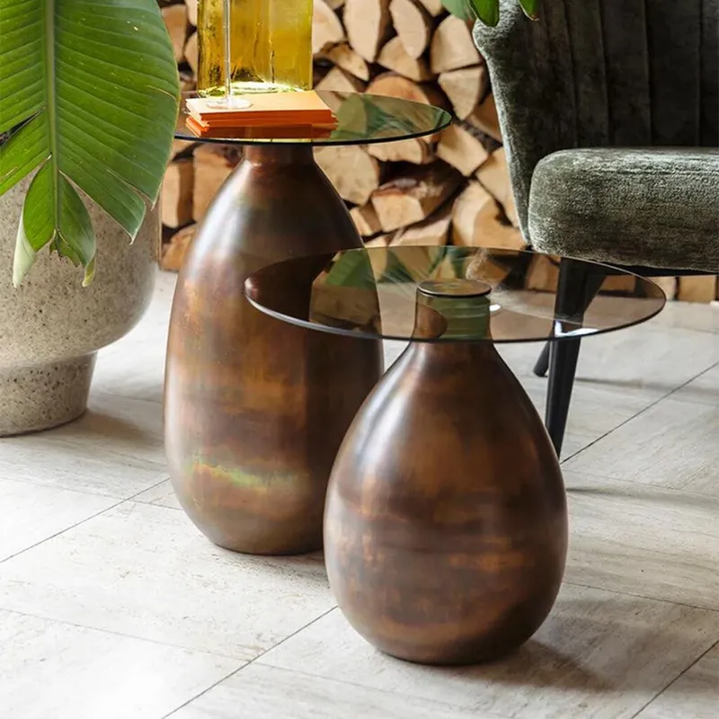 MESA AUXILIAR SELENE COBRE SET x 2 en Cobre - Mesas de comedor, Uruguay | Viasono