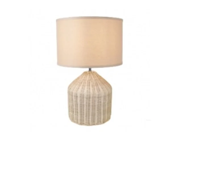 Lámpara de Mesa en rattan y Metal en Beige - Lámparas de mesa, Uruguay | Finkel