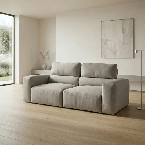 Sofá Cártago (Retráctil) - Tela Microfibra - 3 cuerpos - FX4-10 (Beige) en Beige - Sillones y sofás, Uruguay | NYR