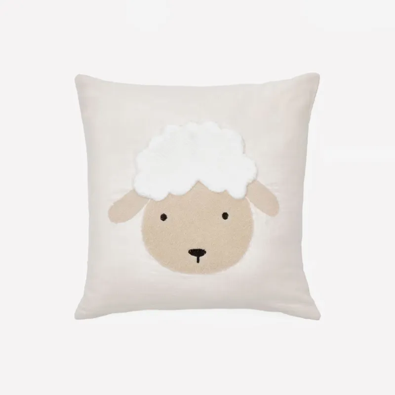Almohadón Milu de algodón beige bordado - de oveja 45 x 45 cm en Beige - Textiles, Uruguay | Kavehome