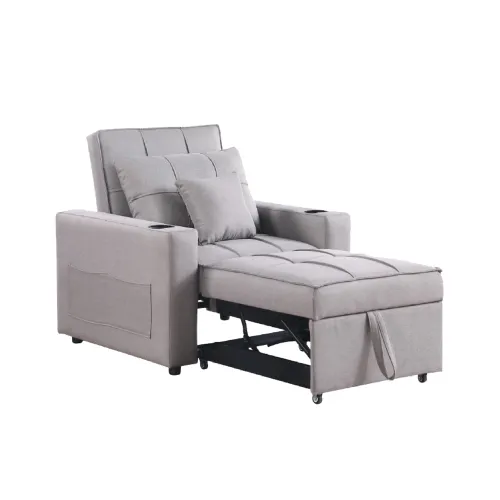 Sofa Cama Una Plaza Tapizado En Tela Color Gris Apertura Frontal en Gris - Sillones y sofás, Uruguay | Soy Hogar