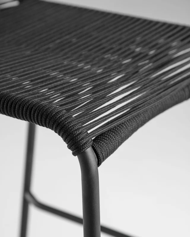 Taburete Lambton de cuerda - negro y acero con acabado negro altura 62 cm en Negro - Butacas, banquetas y puffs, Uruguay | Kavehome, vista 5