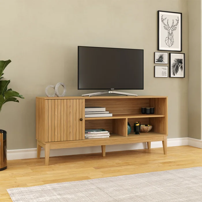 Rack Tv Living Comedor 1 Puerta Con Estantes Hasta 55 en Amarillo - Muebles para TV, Uruguay | Soy Hogar, vista 4