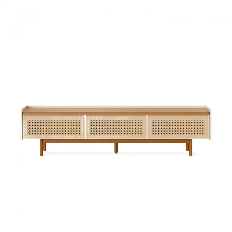 Rack de TV Dune Rattan 2.2 - Linea Manhattan - Off White en Madera natural - Muebles para TV, Uruguay | Rústico Hogar, vista 3