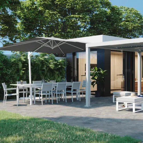 Mesa comedor Odyssea II 8/10 puestos blanco - Muebles para el exterior, Uruguay | Naterial Uruguay