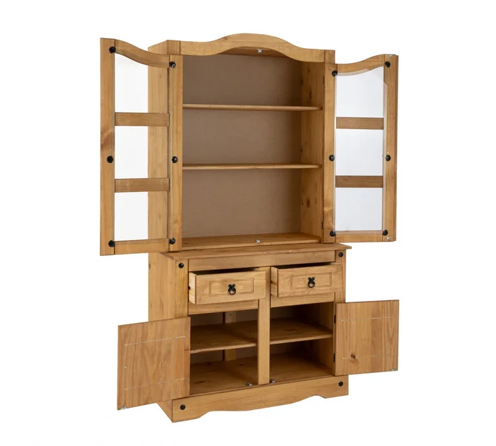 Cristalero 4 Puertas Madera Maciza - Linea Mexicana - Natural en Madera natural - Aparadores y recibidores, Uruguay | Rústico Hogar, vista 3